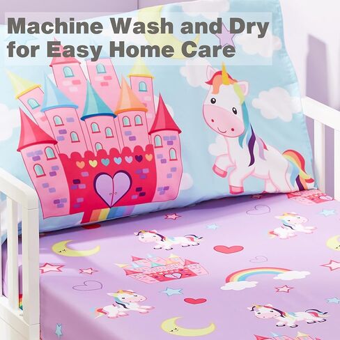 EVERYDAY KIDS 3-Piece Toddler Fitted Sheet, Flat Sheet and Pillowcase Set - Owls - Soft Breathable 100% Cotton Percale Girls Toddler Sheets Set - Toddler Bed Sheets in Kuwait