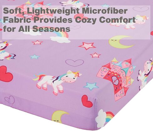 EVERYDAY KIDS 3-Piece Toddler Fitted Sheet, Flat Sheet and Pillowcase Set - Owls - Soft Breathable 100% Cotton Percale Girls Toddler Sheets Set - Toddler Bed Sheets in Kuwait