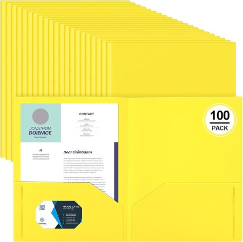 Gueevin 200 Pcs Two Pocket Folders Bulk Plastic File Folder with 2 Pockets Letter Size Paper Heavy Duty Durable Portfolios Case for Home Office School Business 11.61 x 9.45 Inch (Blue) in Saudi Arabia