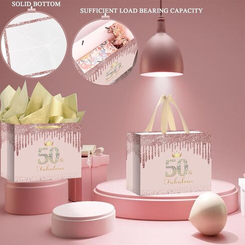 RDKOEAKEL Rose Gold Sweet 16 Fabulous Birthday Gift Bag for Girls Large Pink Gift Bag with Wrapping Paper and Card Perfect for Sweet 16 Party, 16th Birthday Decorations, and Party Supplies for Girls in Saudi Arabia
