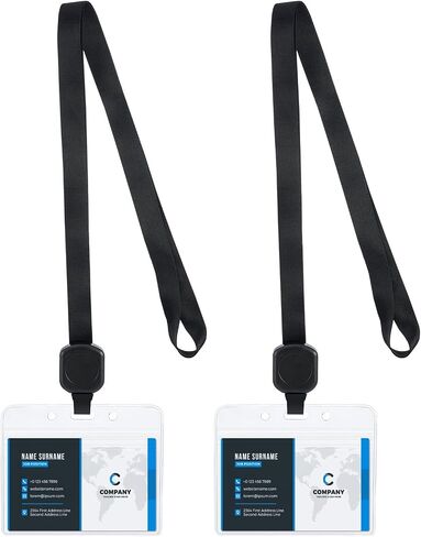 Badge Holder with Lanyard, Retractable Name Badge Holder Adjustable to 24inch Long, Clear Vertical ID Card Badge Holder for Nurses Teacher & Student, 2 Pack in Saudi Arabia