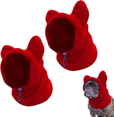 2PCS Dog Winter Hats, Dog Ear Cover Neck Warmer Windproof Dog Hoodie for Medium to Large Dog Noise Protection Dog Ear Muffs for Winter Outdoor (red-medium/2pcs) in Saudi Arabia