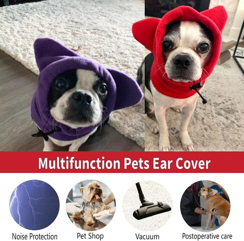 2PCS Dog Winter Hats, Dog Ear Cover Neck Warmer Windproof Dog Hoodie for Medium to Large Dog Noise Protection Dog Ear Muffs for Winter Outdoor (red-medium/2pcs) in Saudi Arabia