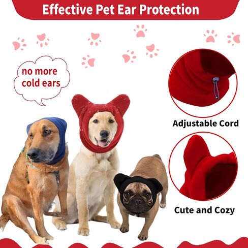 2PCS Dog Winter Hats, Dog Ear Cover Neck Warmer Windproof Dog Hoodie for Medium to Large Dog Noise Protection Dog Ear Muffs for Winter Outdoor (red-medium/2pcs) in Saudi Arabia
