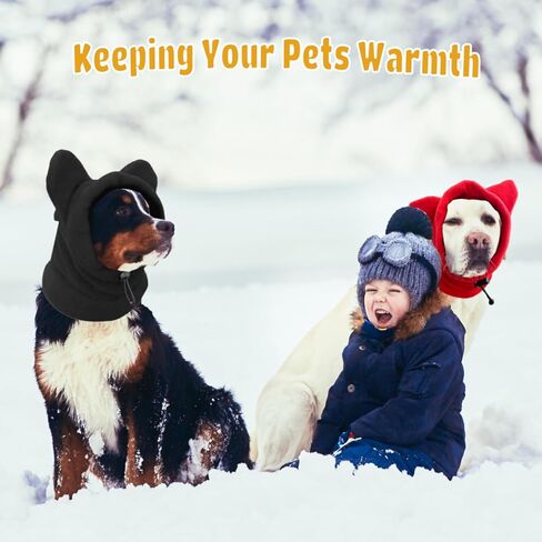 2PCS Dog Winter Hats, Dog Ear Cover Neck Warmer Windproof Dog Hoodie for Medium to Large Dog Noise Protection Dog Ear Muffs for Winter Outdoor (red-medium/2pcs) in Saudi Arabia