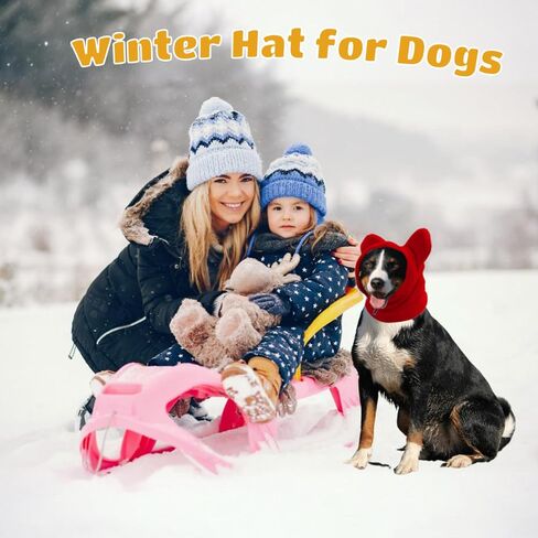 2PCS Dog Winter Hats, Dog Ear Cover Neck Warmer Windproof Dog Hoodie for Medium to Large Dog Noise Protection Dog Ear Muffs for Winter Outdoor (red-medium/2pcs) in Saudi Arabia