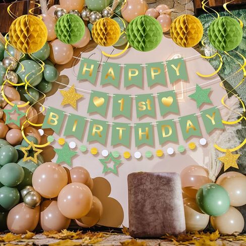 DIY Birthday Decorations Customizable Happy Birthday Banner with 6 Honeycomb Balls 8 Hanging Swirl Streamers 8 Glitter Stars and Circle Garland for Women Men Boys Girls(Purple Black) in Kuwait