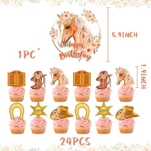 JeVenis 43 PCS Horse Party Decorations For Girls Horse Party Decorations Horse Theme Banner Photo Backdrop Horse Racing Horse Balloons Western Cowgirl Birthday Party Supplies in Kuwait