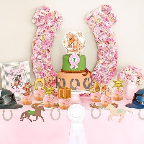 JeVenis 43 PCS Horse Party Decorations For Girls Horse Party Decorations Horse Theme Banner Photo Backdrop Horse Racing Horse Balloons Western Cowgirl Birthday Party Supplies in Kuwait