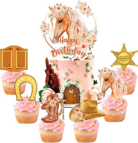 JeVenis 43 PCS Horse Party Decorations For Girls Horse Party Decorations Horse Theme Banner Photo Backdrop Horse Racing Horse Balloons Western Cowgirl Birthday Party Supplies in Kuwait