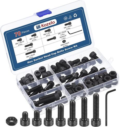 300pcs M4 Socket Head Cap Screws Bolts Nut Assortment Kit - [M4x6/8/10/14/18/20/30mm] Alloy Steel Fully Threaded Black Oxide 12.9 Internal Hex Screw for 3D Printer Use, with Wrench in Saudi Arabia