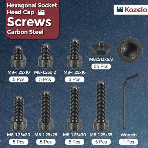 300pcs M4 Socket Head Cap Screws Bolts Nut Assortment Kit - [M4x6/8/10/14/18/20/30mm] Alloy Steel Fully Threaded Black Oxide 12.9 Internal Hex Screw for 3D Printer Use, with Wrench in Saudi Arabia