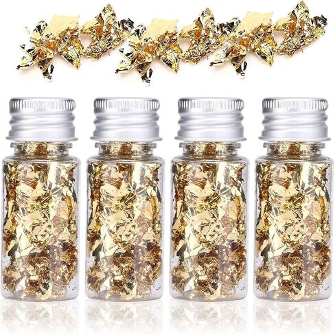 dshyuauoci Edible Gold, 10 Pieces 24 K 9 x 9 cm Gold Leaf Food Grade for Food Use Craft Decoration Perfect for Decorating Cakes Wine Ice Cream Use in the Kitchen, media in Saudi Arabia