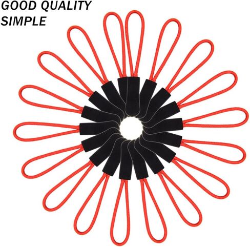 Yosawa 50 Pieces Zipper Pull Replacement，Nylon Zipper Tags Cord，Zipper Pull Puller for Jackets，Backpacks, Luggage, Purses, Handbags(Red Rope/Black Tip) in Kuwait