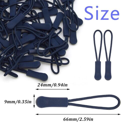 Yosawa 50 Pieces Zipper Pull Replacement，Nylon Zipper Tags Cord，Zipper Pull Puller for Jackets，Backpacks, Luggage, Purses, Handbags(Red Rope/Black Tip) in Kuwait