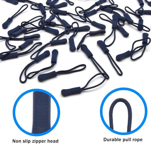 Yosawa 50 Pieces Zipper Pull Replacement，Nylon Zipper Tags Cord，Zipper Pull Puller for Jackets，Backpacks, Luggage, Purses, Handbags(Red Rope/Black Tip) in Kuwait