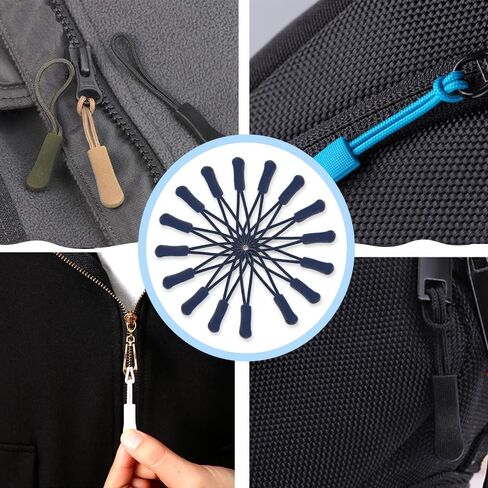 Yosawa 50 Pieces Zipper Pull Replacement，Nylon Zipper Tags Cord，Zipper Pull Puller for Jackets，Backpacks, Luggage, Purses, Handbags(Red Rope/Black Tip) in Kuwait