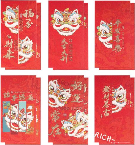 Chinese New Year Red Envelopes Red Envelope Snake 2025 Lunar New Year Envelopes Lucky Money Envelopes for Cash Hong Bao Li Xi Fancy Envelopes Large 24Pcs Loin in Saudi Arabia