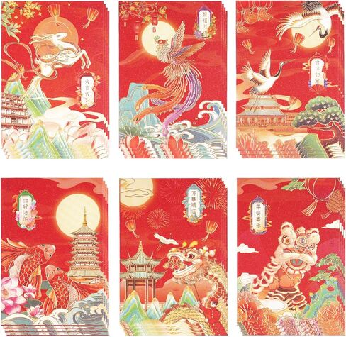 Chinese New Year Red Envelopes Red Envelope Snake 2025 Lunar New Year Envelopes Lucky Money Envelopes for Cash Hong Bao Li Xi Fancy Envelopes Large 24Pcs Loin in Saudi Arabia