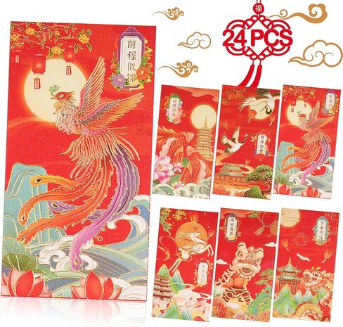 Chinese New Year Red Envelopes Red Envelope Snake 2025 Lunar New Year Envelopes Lucky Money Envelopes for Cash Hong Bao Li Xi Fancy Envelopes Large 24Pcs Loin in Saudi Arabia