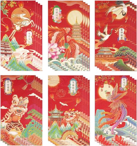 Chinese New Year Red Envelopes Red Envelope Snake 2025 Lunar New Year Envelopes Lucky Money Envelopes for Cash Hong Bao Li Xi Fancy Envelopes Large 24Pcs Loin in Saudi Arabia