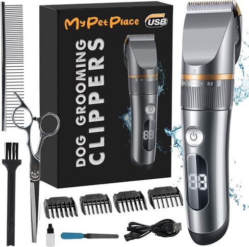 Dog Hair Clipper, Cordless Dog Hair Trimmer, Rechargeable Pet Clipper, Low Noise Waterproof, Integrated Battery Grooming Clipper for Dogs, Cats, Coats (Black) in Saudi Arabia