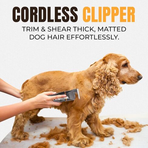 Dog Hair Clipper, Cordless Dog Hair Trimmer, Rechargeable Pet Clipper, Low Noise Waterproof, Integrated Battery Grooming Clipper for Dogs, Cats, Coats (Black) in Saudi Arabia