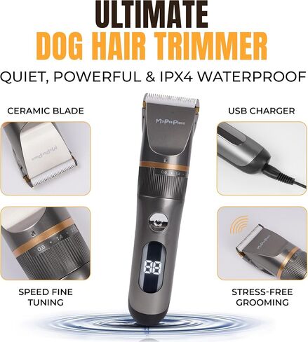 Dog Hair Clipper, Cordless Dog Hair Trimmer, Rechargeable Pet Clipper, Low Noise Waterproof, Integrated Battery Grooming Clipper for Dogs, Cats, Coats (Black) in Saudi Arabia