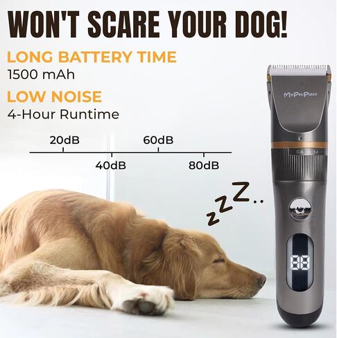 Dog Hair Clipper, Cordless Dog Hair Trimmer, Rechargeable Pet Clipper, Low Noise Waterproof, Integrated Battery Grooming Clipper for Dogs, Cats, Coats (Black) in Saudi Arabia