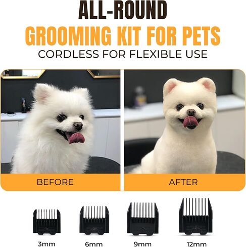 Dog Hair Clipper, Cordless Dog Hair Trimmer, Rechargeable Pet Clipper, Low Noise Waterproof, Integrated Battery Grooming Clipper for Dogs, Cats, Coats (Black) in Saudi Arabia