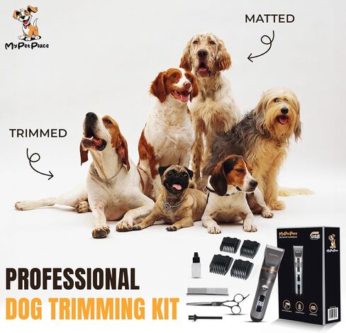 Dog Hair Clipper, Cordless Dog Hair Trimmer, Rechargeable Pet Clipper, Low Noise Waterproof, Integrated Battery Grooming Clipper for Dogs, Cats, Coats (Black) in Saudi Arabia