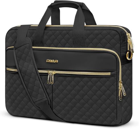 MOSISO 15-15.6 inch Laptop Bag, Briefcase for Women&Men, 16 inch Square Quilted Computer Messenger Bag Office Travel Business with 3 Pockets&Strap, Taupe Brown in Kuwait