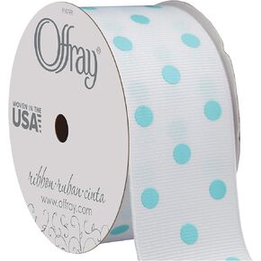 Offray 876716 1.5 "شريط Grosgrain العريض والأحمر والأبيض البولكا النقطة ، 3 ياردات in Kuwait