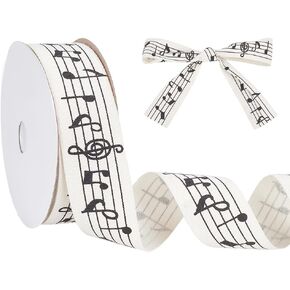NBEADS 10.9 Yards Musical Notes Ribbons, 1 Inch Musical Notes Craft Ribbon Single Side Printed Music Note Cotton Ribbon with Spool for Gift Packaging Party Decoration Sewing Craft