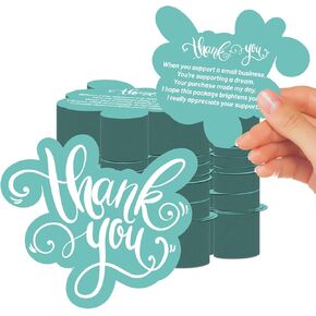 50 Green Small Business Thank You Cards ، 3.5*3.14 Inches ، Mini Thank You Cards مناسبة للمتاجر وتجارة التجزئة عبر الإنترنت وبطاقات أعياد الميلاد وبطاقات الزفاف وغيرها من الأعمال التجارية الصغيرة. in Kuwait