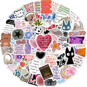 100 PCS Aesthetic Stickers Cute Vinyl Waterproof Stickers for Laptop,Guitar,Motorcycle,Bike,Skateboard,Luggage,Phone,Hydro Flask, Gift for Kids Teen Birthday Party