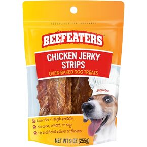 Beefeaters Dog Treats - Chicken Jerky Strips 9oz | Dog Food 100% Real Chicken Breast | Grain-Free, No Artificial Additives, Ideal for Training & Reward | Dog Training Treats for All Dog Sizes