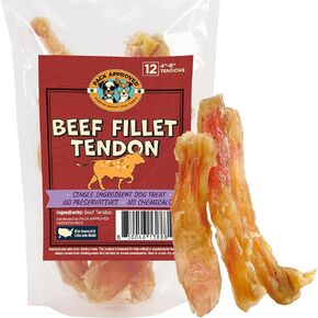 Beef Tendons for Dogs - Single Ingredient Dog Treats & Chews for Small Dogs and Medium Breeds - Dog Chew Sticks - 4-6" (12ct)