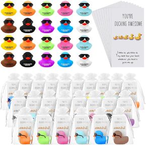 Deekin 20 Sets Thank You Gift Set Inspirational Mini Rubber Ducks Employee Team Coworkers Motivational Gifts Appreciation Gifts You're Ducking Awesome Cards