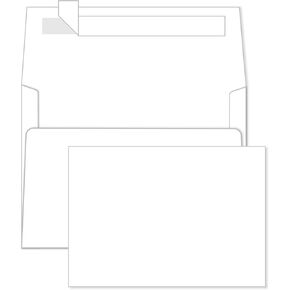 100 Pack Unfolded Blank Cards and Envelopes, 5x7, 5 x 7 Flat Cardstock with A7 Self-Seal Envelopes, Perfect for Wedding, Invitations, DIY, Thank You Cards