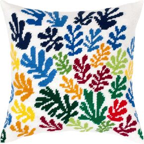Brvsk Abstract Embroidery Kit for Adults and Beginners — The Sheaf by Henri Matisse 16″ × 16″ with Clear, Precise Printed Design on Cotton Canvas; Includes 2 Needles, Yarn, and Easy-Read Chart