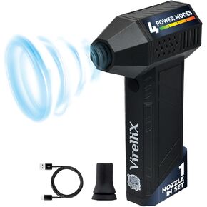 Electric Compressed Air Duster for Computer with Vacuum Mode - 150000RPM Mini Air Blower for Car Detailing - Handheld Blower Cordless Air Pressure Gun - Turbina de Aire Comprimido para Limpiar PC