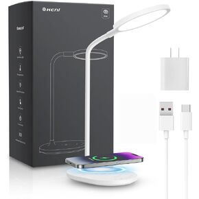 G Keni Ultra Bright Cordless Desk Lamp with Wireless Charger for Home Office Dorm, 4000mAh Dimmable Bedside Reading Desk Lamp with Timer, 3 Color Modes, Eye Care Touch Desk Light for Study Work (X5)