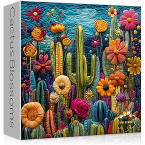 Cactus Puzzles for Adults 1000 Pieces,Unique Succulent Plant Puzzle Art,Cactus Flower Garden Puzzle,Colorful Impossible Challenge Jigsaw Puzzles for Adults