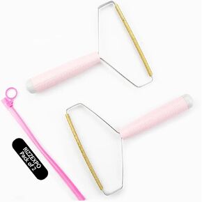 Pet Hair Remover - Special Dog Hair Remover Multi Fabric Edge and Carpet Scraper by RIZZEXPO - Cat Hair Remover for Couch, Pack of 2 (Blue + Pink), Reusable pet Hair Remover