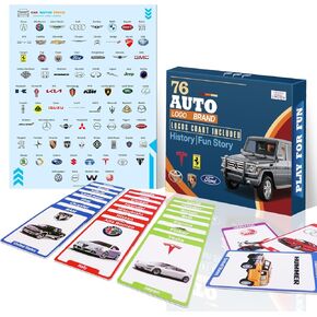 76 CAR Motorcycle Truck Brands and Logos Flash Proos ، مخطط نظرة عامة ، تاريخ ، قصة ممتعة للأطفال ، هدية صغيرة للصبي
