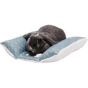 Furhaven Cat Bed for Indoor Cats, Washable w/ Removable Bolsters, For Pets Up to 9 lbs - Plush & Diamond Print Cuddle Loaf Mat - Aqua, Small