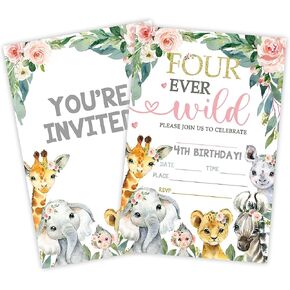 دعوة حفلة عيد ميلاد وايلد ، وحيوانات الغابة دعوة البطاقات （20 العد) مع مظاريف ، وملء حديقة حيوانات Safari Zoo بطاقات دعوة للبنات ، والأطفال ، وإمدادات حفلة عيد الميلاد-A45 in Kuwait