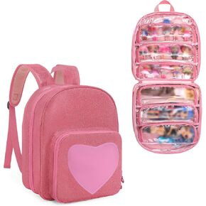 LoDrid Carrying Backpack Compatible with LOL Surprise Dolls All, Storage Case with 6 Clear Pockets for Dolls Organizer & Display, Pink, Bag Only (Patent Design)
