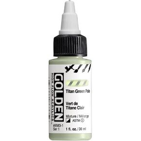 High Flow Acrylics by GOLDEN, Titan Green Pale, 1 fl. oz. Bottle, Professional Acrylic Paint, Semi-Opaque